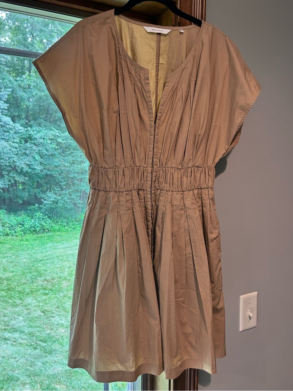 Rebecca Taylor Beige Short Sleeve Smoked Mini Dress